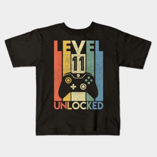 Level 11 Unlocked Shirt Funny Video Gamer 11th Birthday Gift Kids T-Shirt